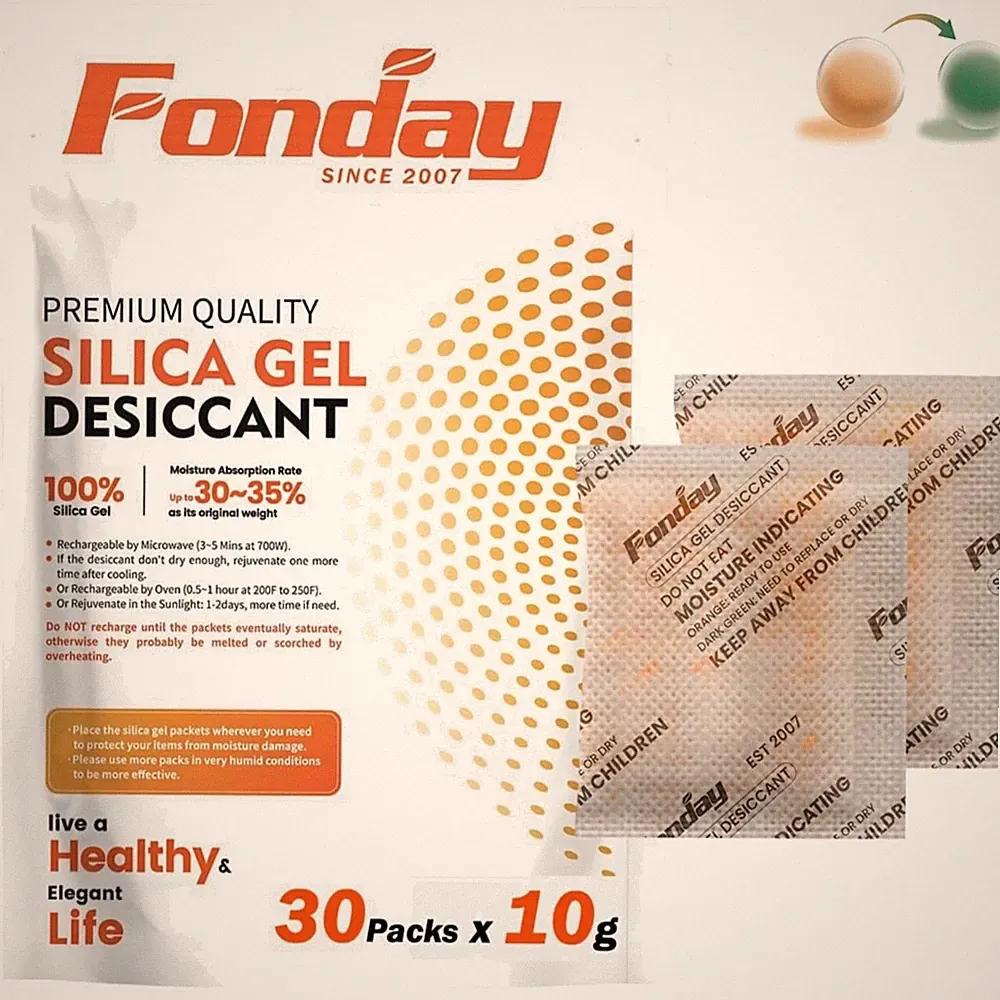10g x 30 Stück wiederaufladbare Silikagel-Trockenmittel für Lebensmittelqualität