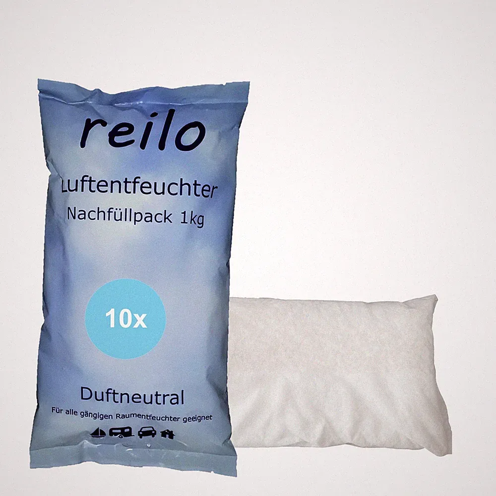 10x 1kg reilo Luftentfeuchter Nachfüllpack im Vliesbeutel, für Raumentfeuchter