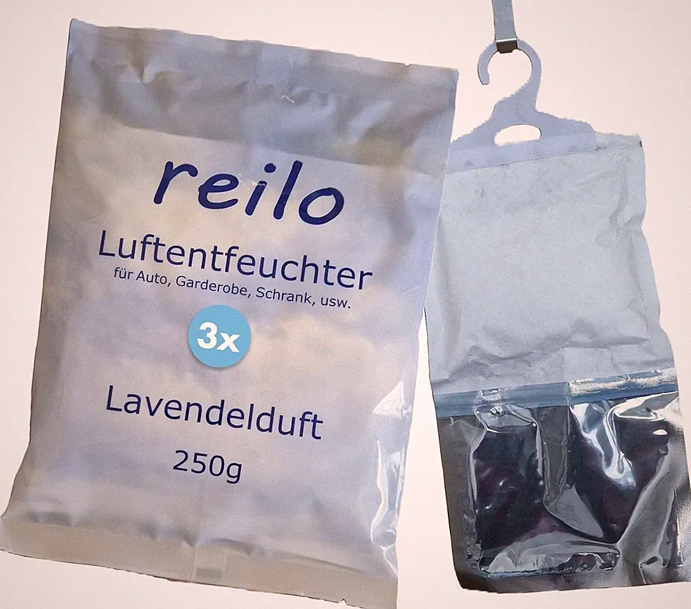10x 250g reilo Garderobenentfeuchter mit Lavendelduft Luftentfeuchter, ca. 450ml