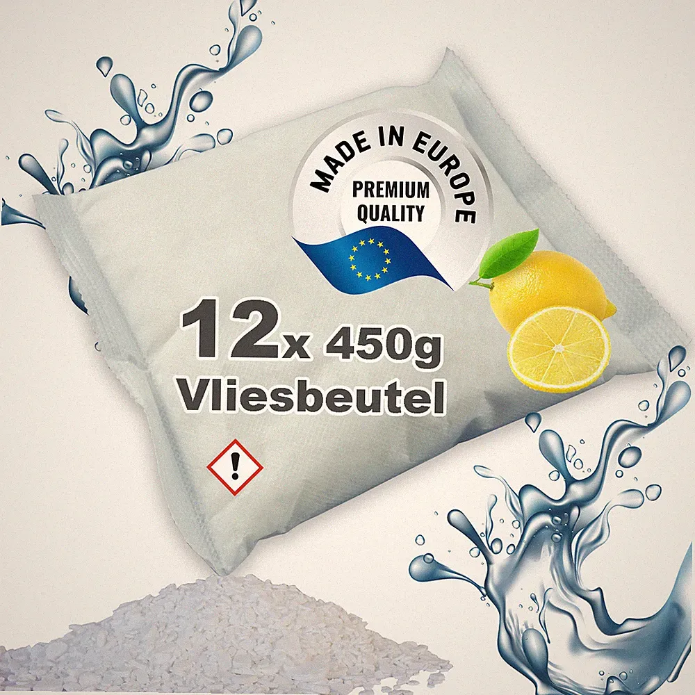 12x 450g Luft-Entfeuchter Granulat im Vliesbeutel mit Zitronenduft (3,32€/1kg)