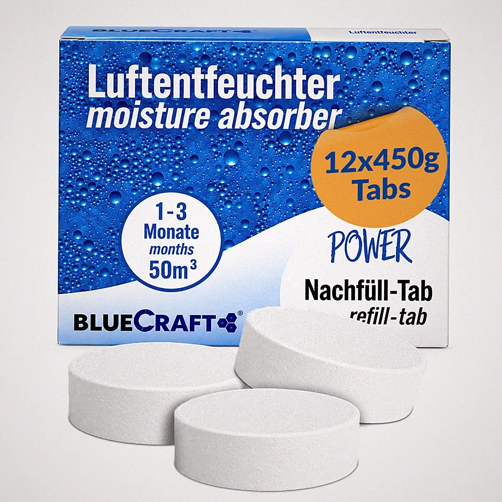 12x 450g Raum Luft-Entfeuchter Granulat Tabs Nachfüll-Pack neutral (4,79€/1kg)