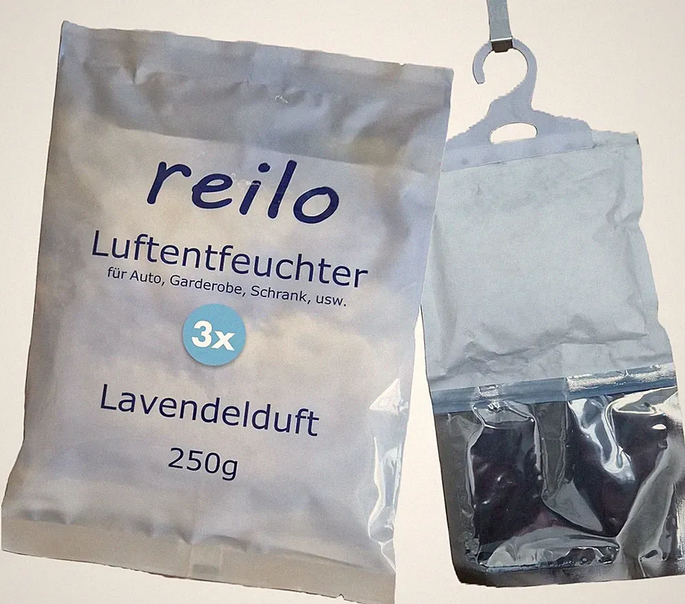 60x 250g reilo Garderobenentfeuchter mit Lavendelduft Luftentfeuchter, ca. 450ml