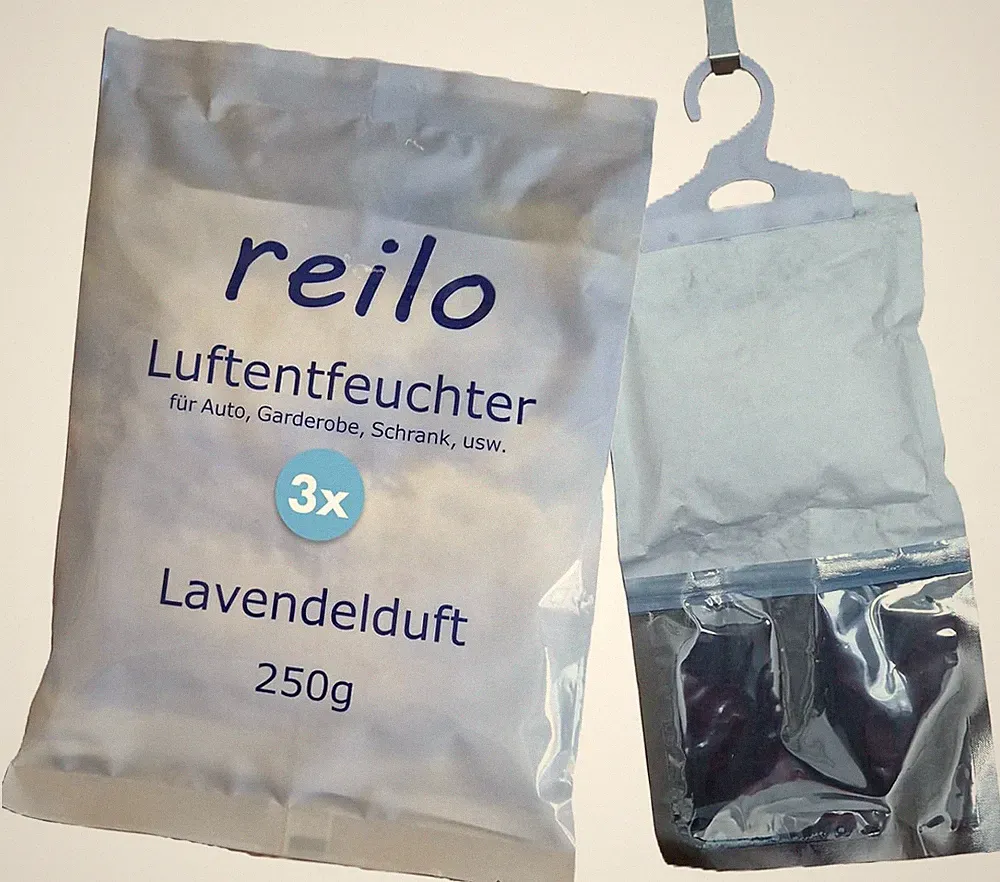 6x 250g reilo Garderobenentfeuchter mit Lavendelduft Luftentfeuchter, ca. 450ml