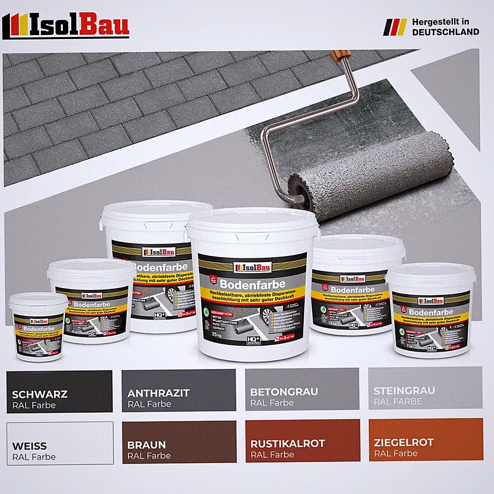 Bodenfarbe Betonfarbe 1,5kg - 25kg Bodenbeschichtung Kellerfarbe Fußbodenfarbe