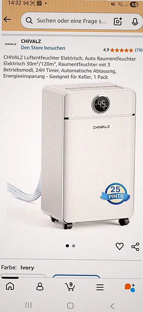 CHIVALZ Luftentfeuchter Elektrisch