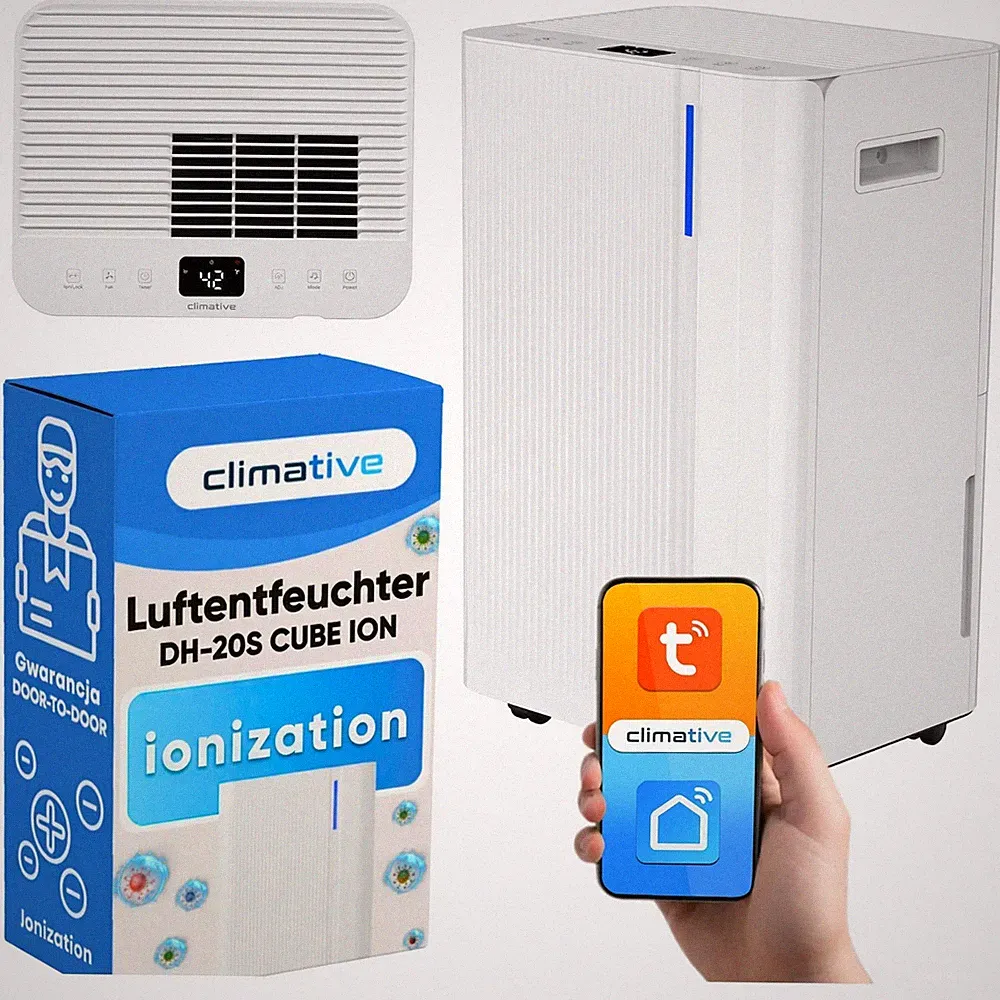 Climative Luftentfeuchter Elektrisch Cube ION 20L/24h WLAN Ionisator bis 40 m²