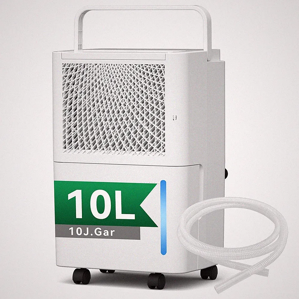Effizienter 10L Luftentfeuchter mit Timer & Schlauch für Keller und Schlafzimmer