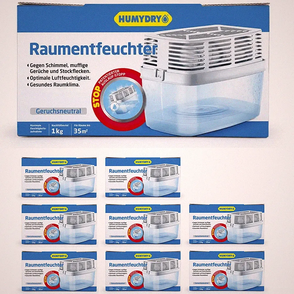 HUMYDRY® 10 x Luftentfeuchter, Raumentfeuchter je 1000g Granulat bis 35m² Räume