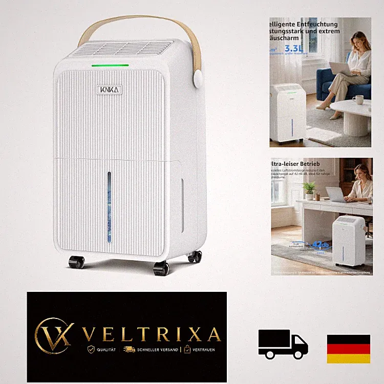 KNKA Luftentfeuchter 16L Elektrisch Weiss, Leise 42-48 dB, 3,3L Tank, 16L Tag