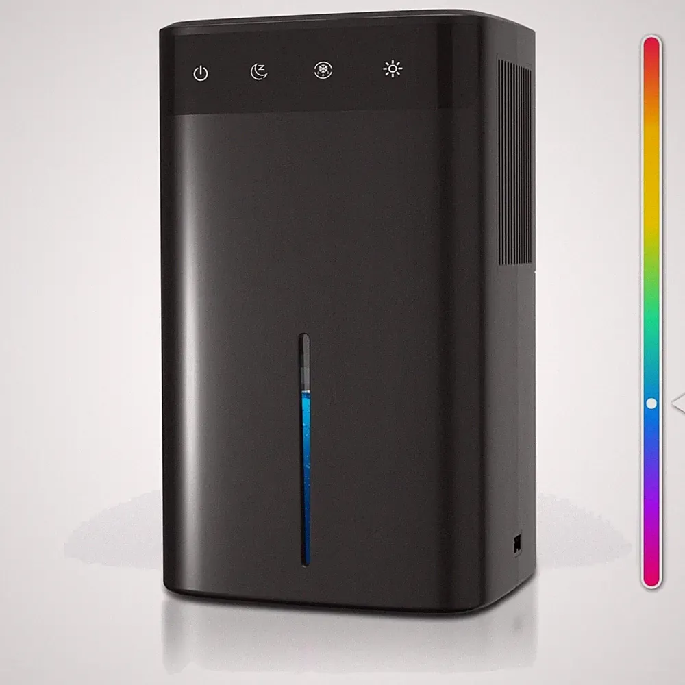 Luftentfeuchter 2,6L - Schwarz, Leise für Keller & Schlafzimmer, 32m², RGB Licht