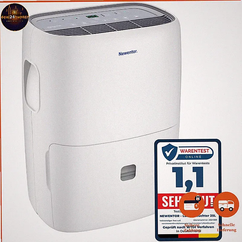 Luftentfeuchter 25L/Tag 270W für Räume bis 215m³ 80m² mit Ablaufschlauch