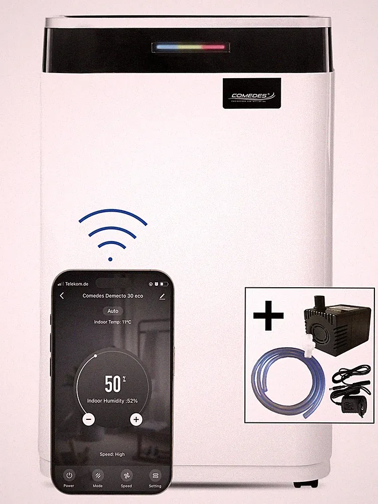 Luftentfeuchter Comedes Demecto 30 eco,WIFI, 25 Liter/Tag, mit Pumpenset