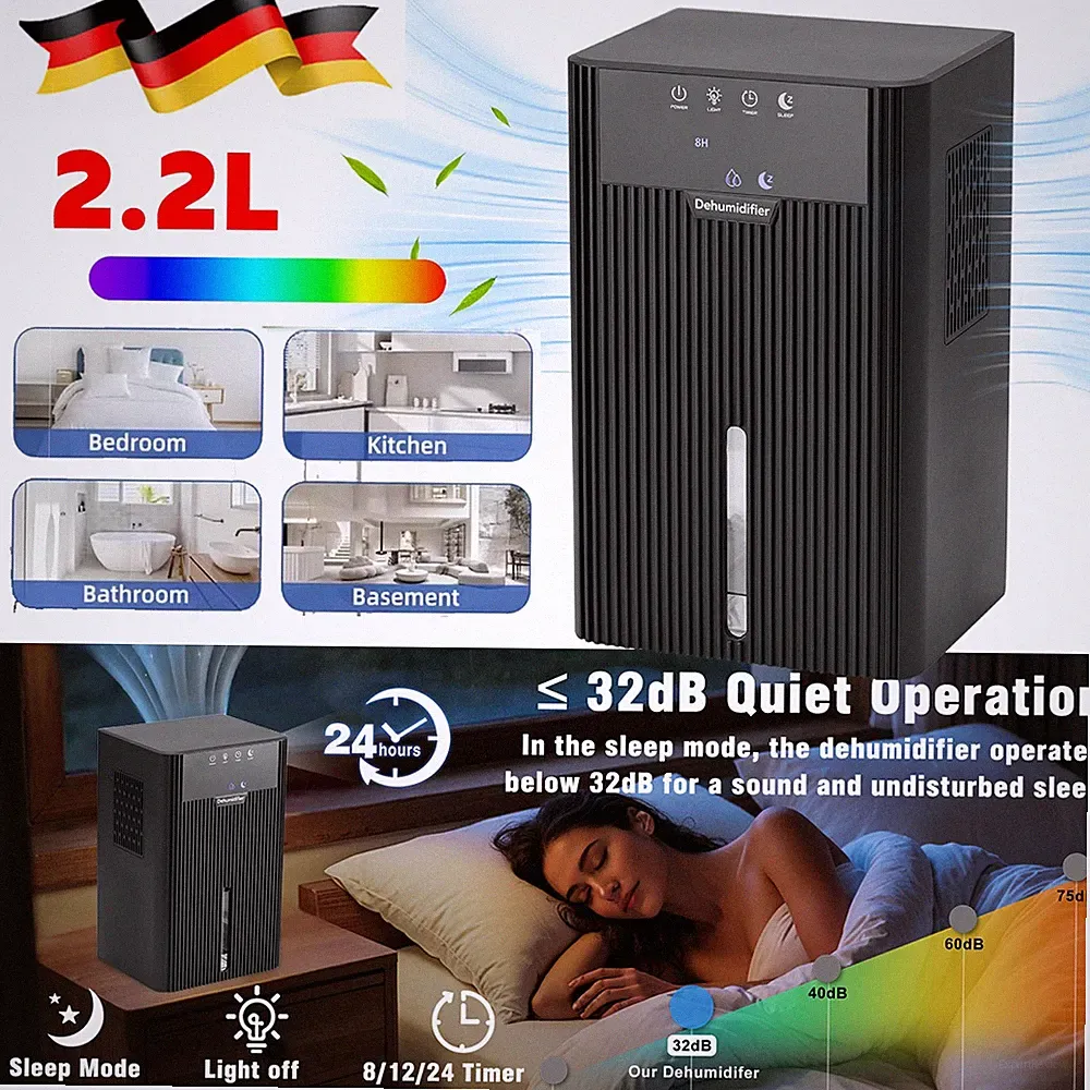 Luftentfeuchter Elektrisch 2,2L Raumentfeuchter Luftentfeuchtungsgerät Bautrockn