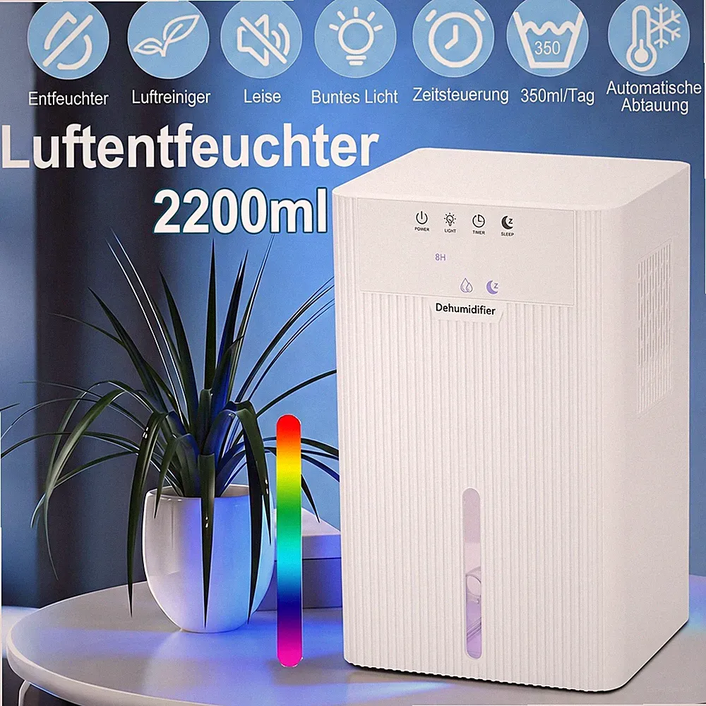Luftentfeuchter Elektrisch 2000mL Badezimmer Leise Raumentfeuchter Nacht modi DE