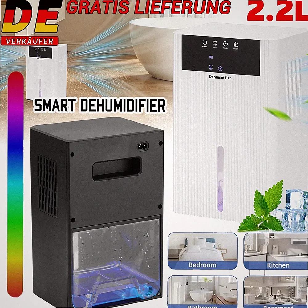 Luftentfeuchter Elektrisch 2200ML Raumentfeuchter Bis 25㎡ Luftentfeuchtungsgerät