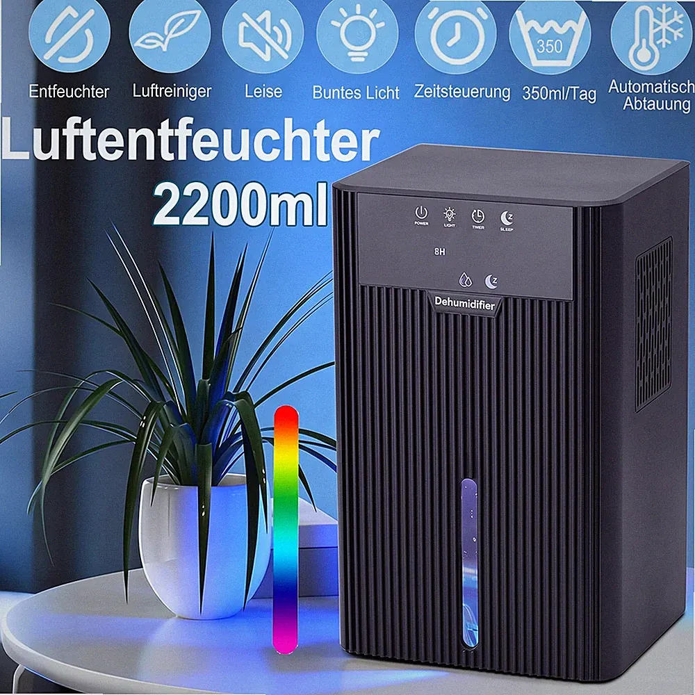 Luftentfeuchter Elektrisch 2200ML Raumentfeuchter Luftentfeuchtungsgerät Bis 25㎡