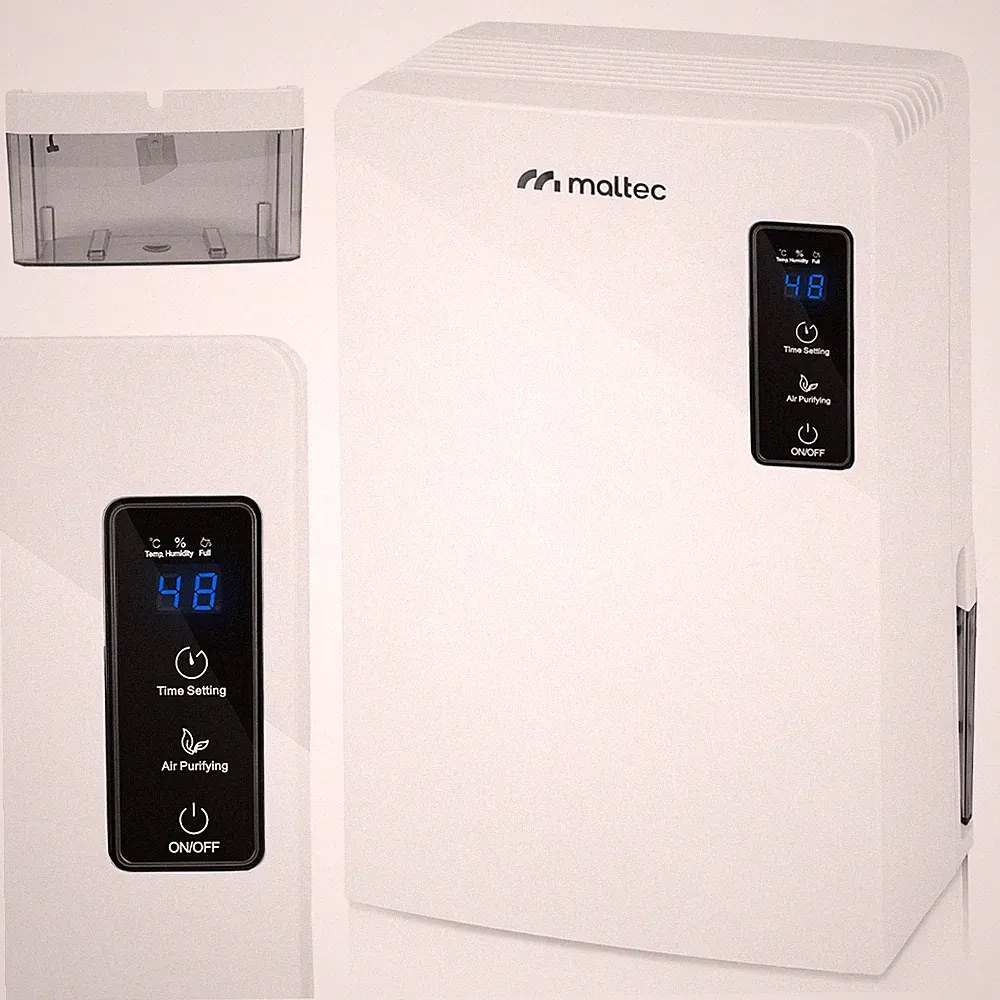 Luftentfeuchter elektrisch MalTec 2,2l Leise für 40m² 90W Timer Weiss Airdryer