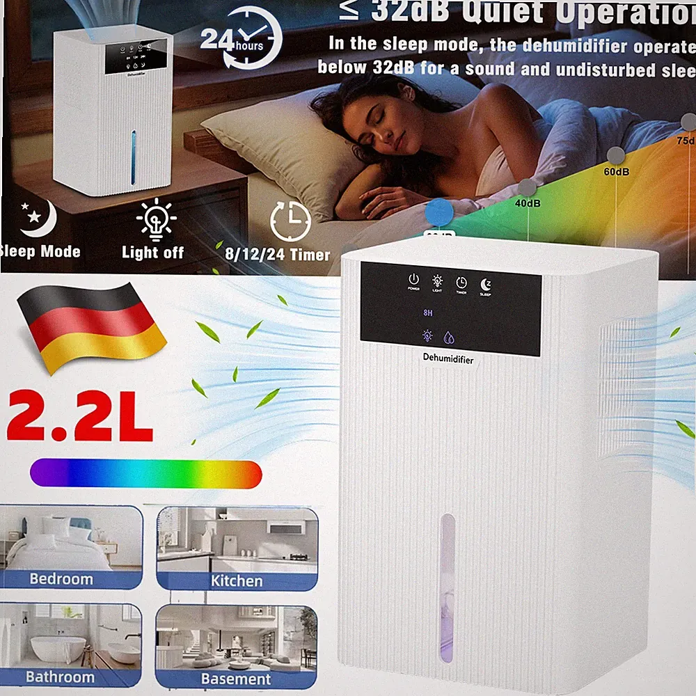 Luftentfeuchter Elektrisch Raumentfeuchter Badezimmer Schlafzimmer 2L Wassertank