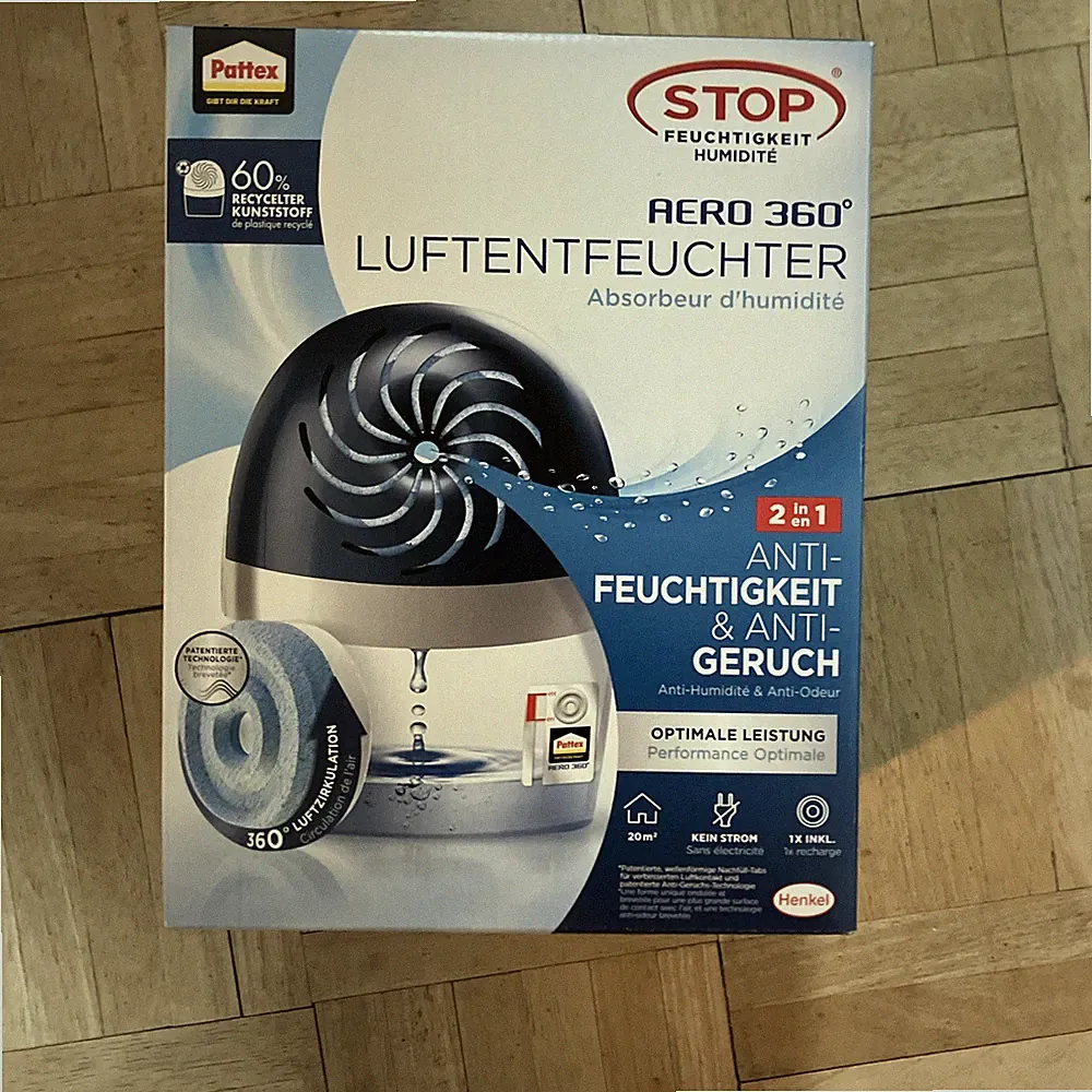 Pattex Aero 360 Luftenfeuchter für Räume bis 50 m³ - Weiß/Blau