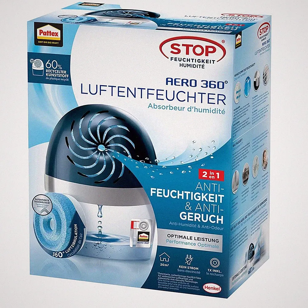 Pattex Luftentfeuchter » AERO 360° « hält bis zu 90 Tagen, inkl. 1x Tab