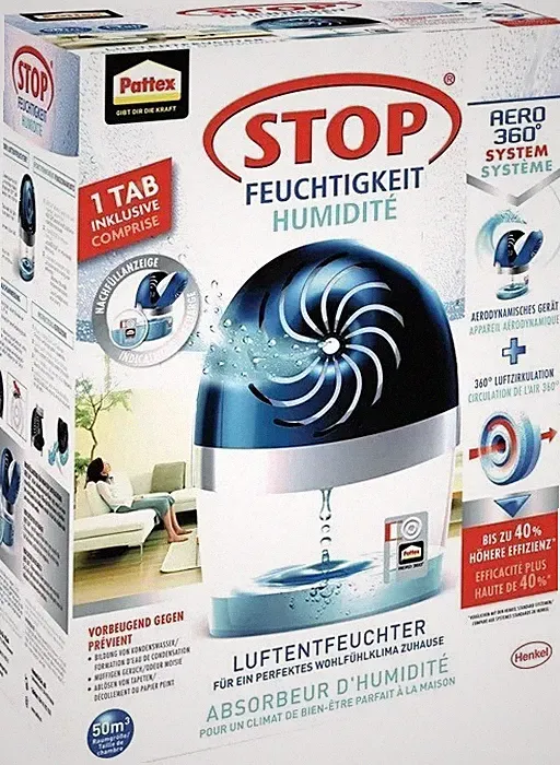 Pattex Stop Feuchtigkeit Luftentfeuchter inkl. 1 Tab Luft Raum Geruch Schimmel