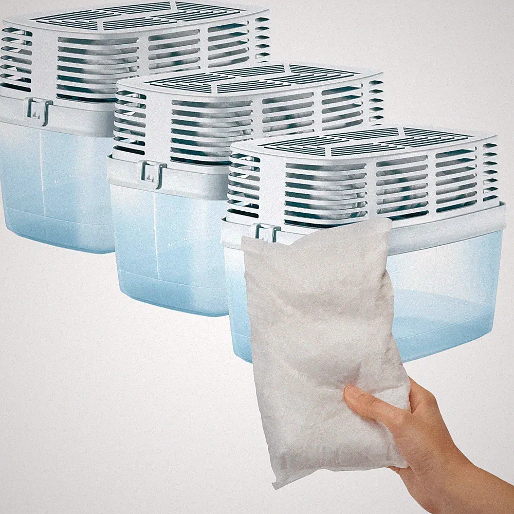 Premium 3 x Luftentfeuchter mit 1KG Granulat für Räume bis 35m² - geruchsneutral