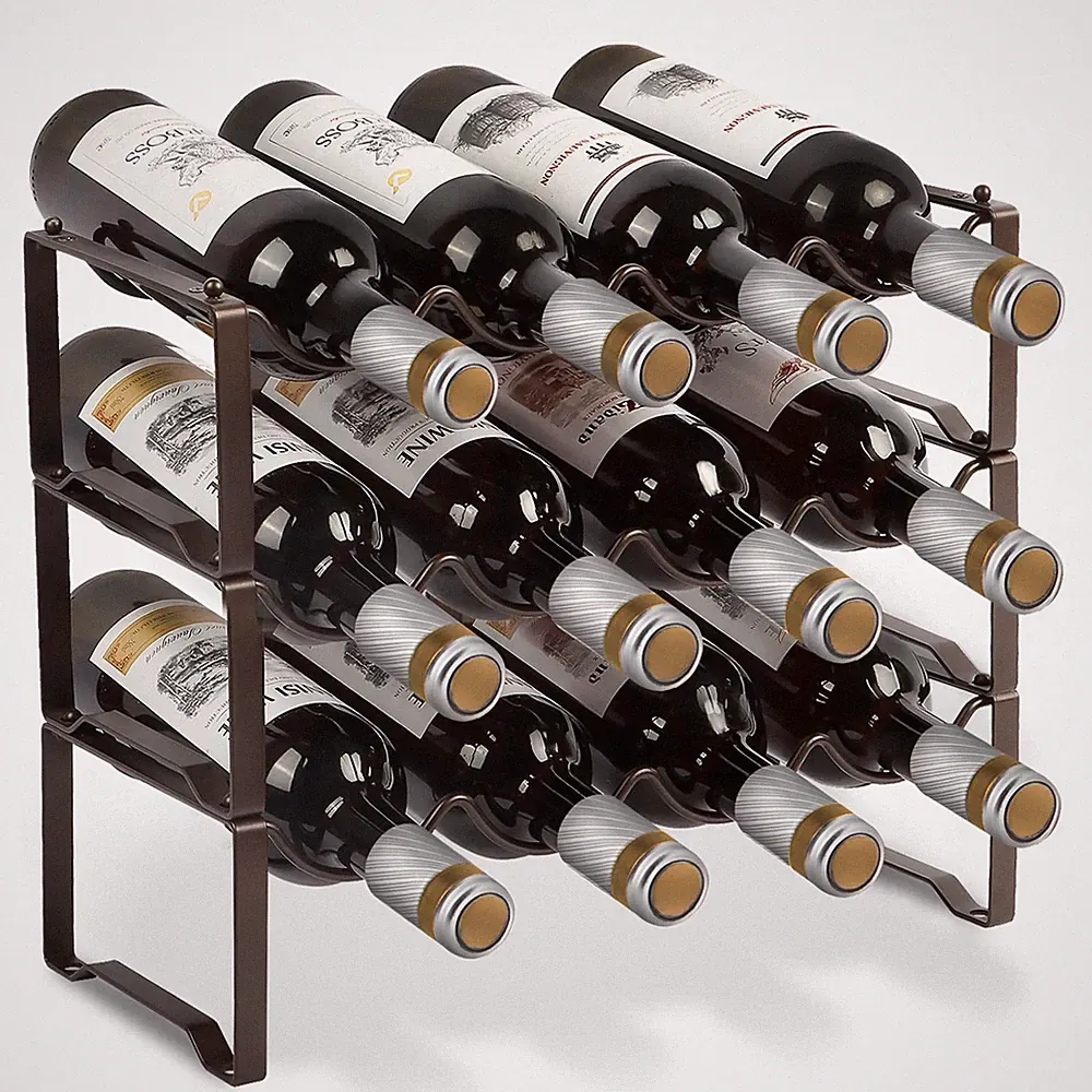 Stapelbares Weinregal aus Metall für 12 Flaschen für Keller, Bar und Space...