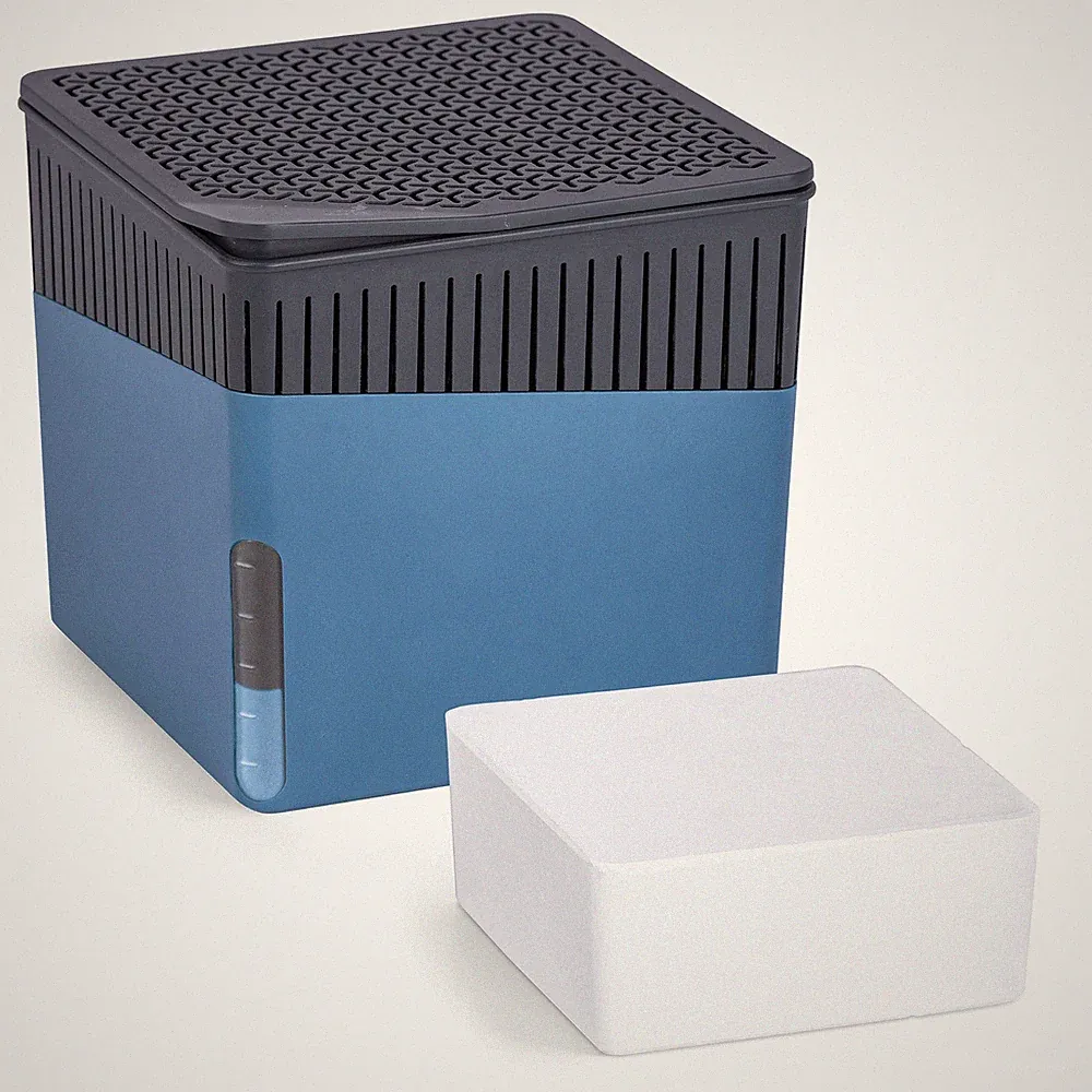 WENKO Raum Entfeuchter Cube 1000 g Luft Box Auto Keller Bad Räume Granulat blau